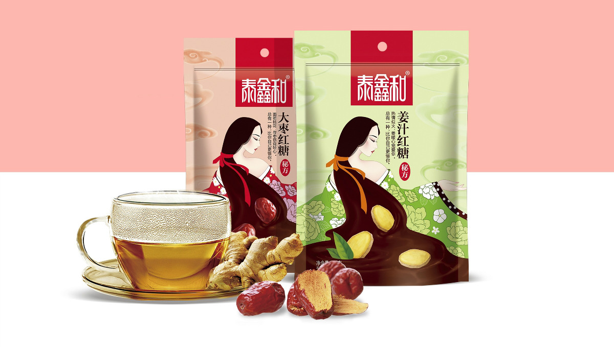 古風(fēng)美人紅糖食品包裝設(shè)計(jì)：甜蜜在心中寵愛