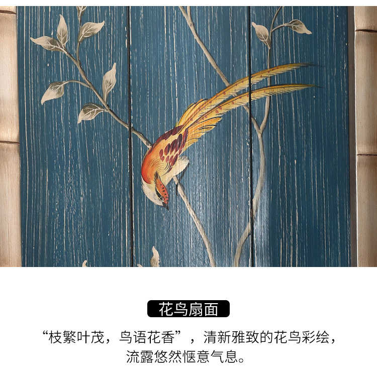新古典四扇屏風(fēng)隔斷，精美手繪屏風(fēng)