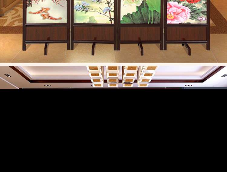 實(shí)木折屏雙面古典屏風(fēng)