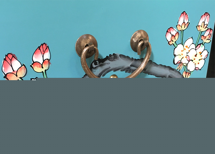 新中式家具實(shí)木手繪翹頭玄關(guān)柜