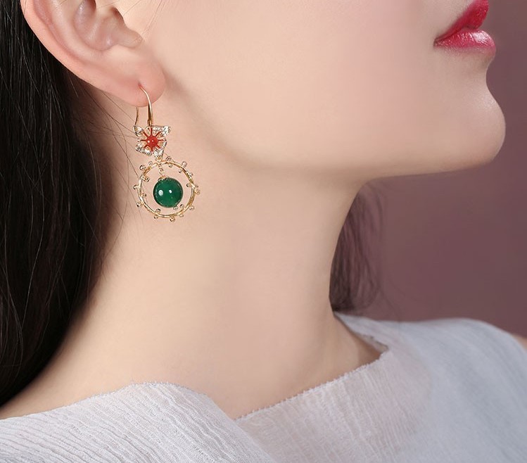 超仙不對(duì)稱吊墜耳環(huán)，復(fù)古瑪瑙耳墜耳環(huán)