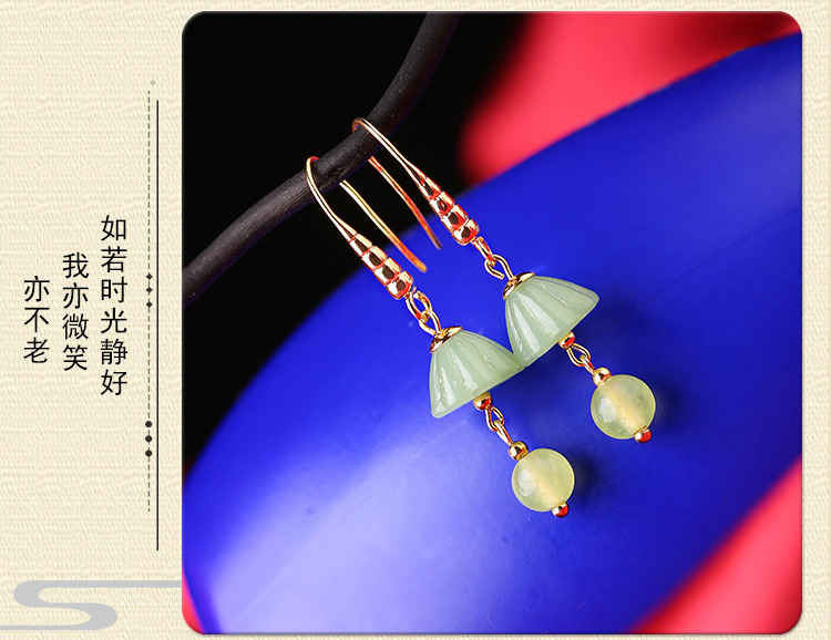 古風(fēng)淡雅蓮蓬耳環(huán)，氣文藝復(fù)古味道首飾