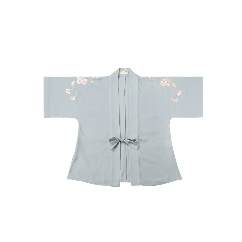 傳統(tǒng)雙袖刺繡漢服上衣，對襟半臂繡花漢服