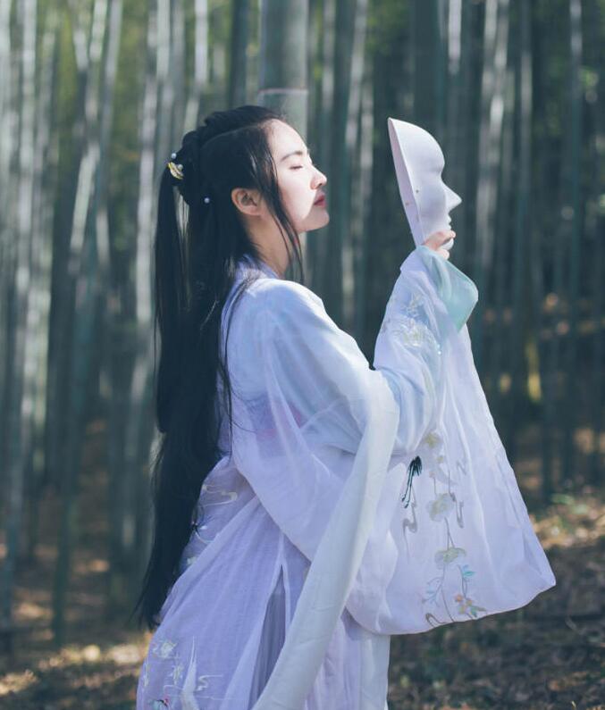 魏晉風(fēng)女裝繡花大袖衫，復(fù)古中國風(fēng)漢服圖片