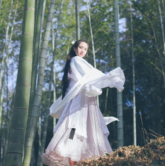 魏晉風(fēng)女裝繡花大袖衫，復(fù)古中國風(fēng)漢服圖片
