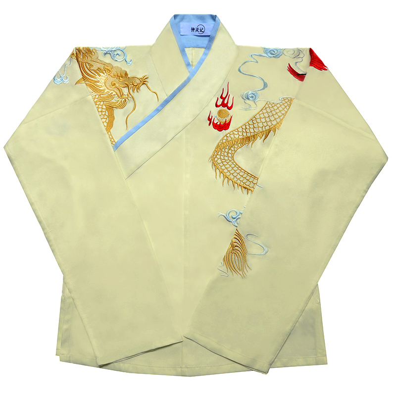 古風(fēng)俠女漢服，龍紋羿射中國(guó)紅漢服