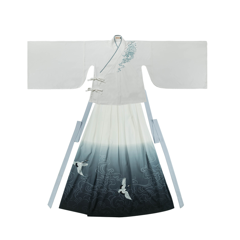 謙謙君子大袖交領(lǐng)襦裙，龍紋刺繡漢服圖片