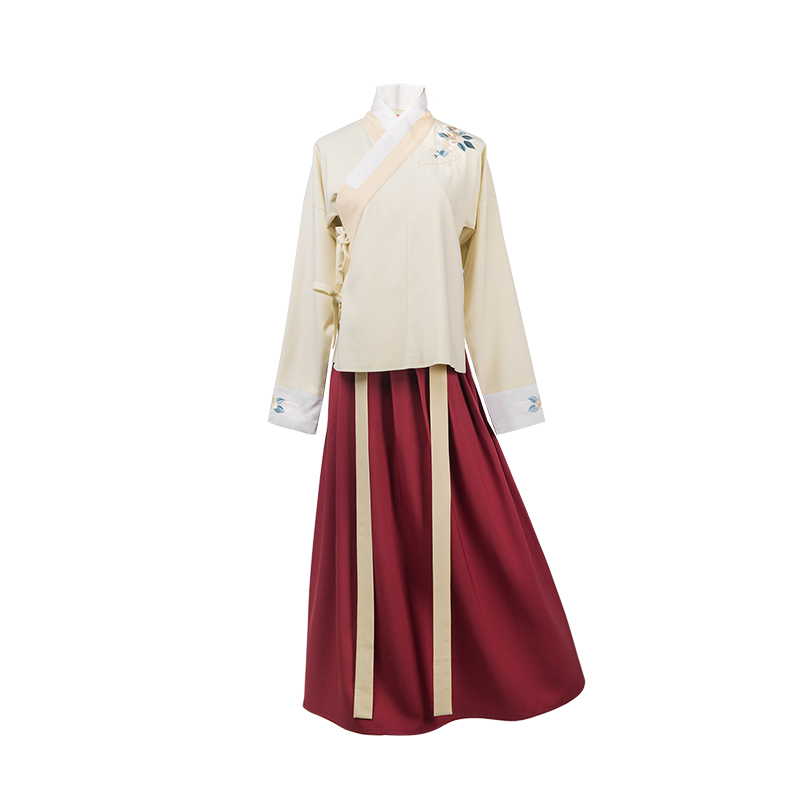 靈動(dòng)詩(shī)意繡花交領(lǐng)漢服，清新古典撞色漢服圖片