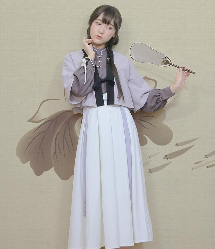 改良版清新唯美漢服，繡花褙子漢服圖片