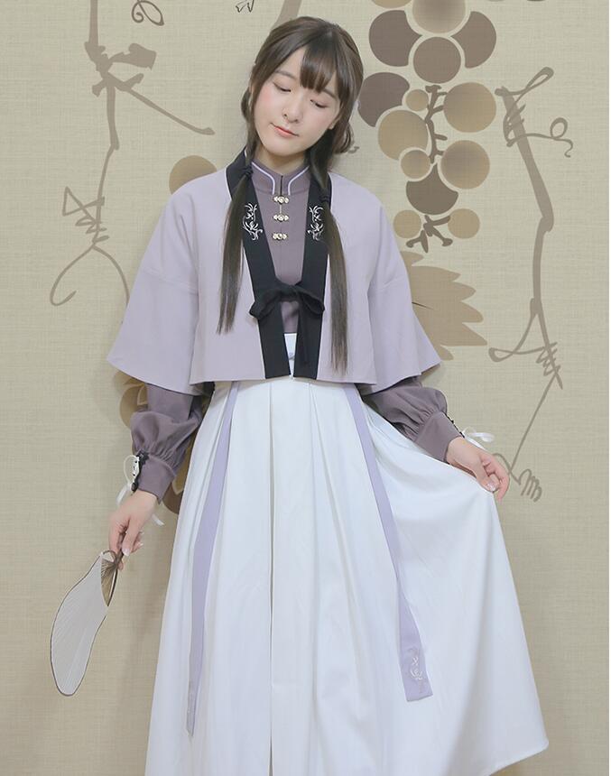 改良版清新唯美漢服，繡花褙子漢服圖片
