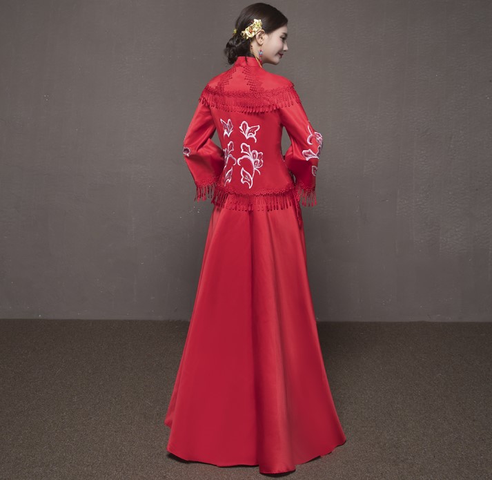 蝶戀花蘇繡新娘結(jié)婚禮服，唯美大氣中式禮服
