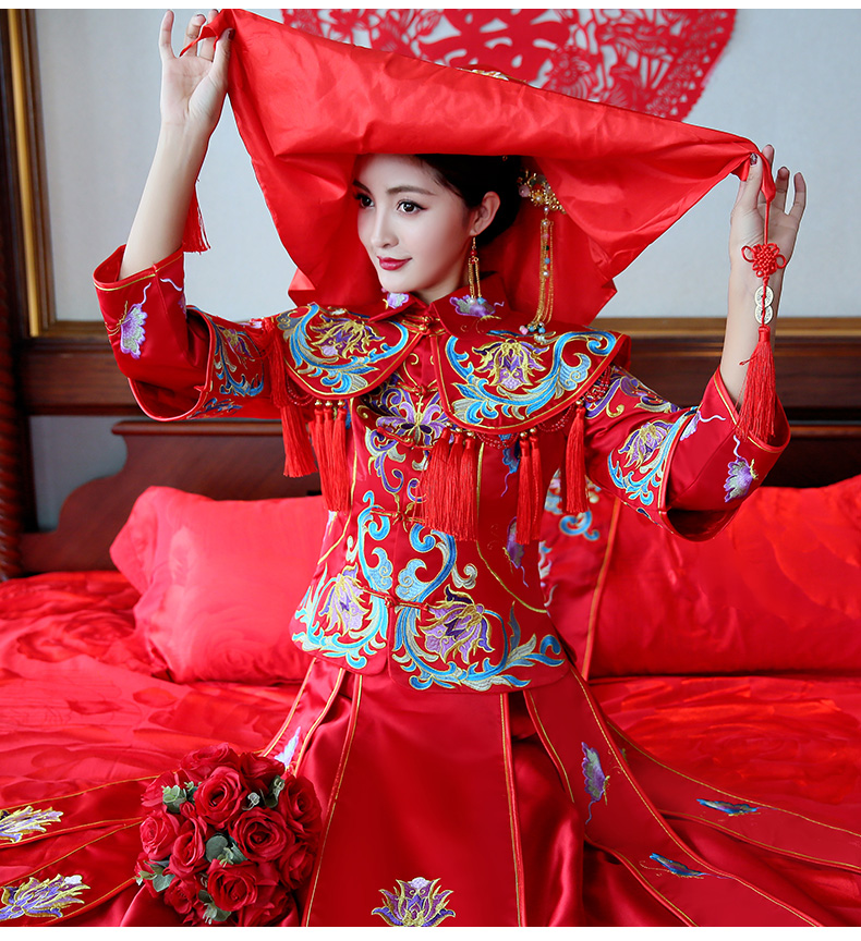 古典秀禾中式禮服，流蘇新娘結(jié)婚禮服