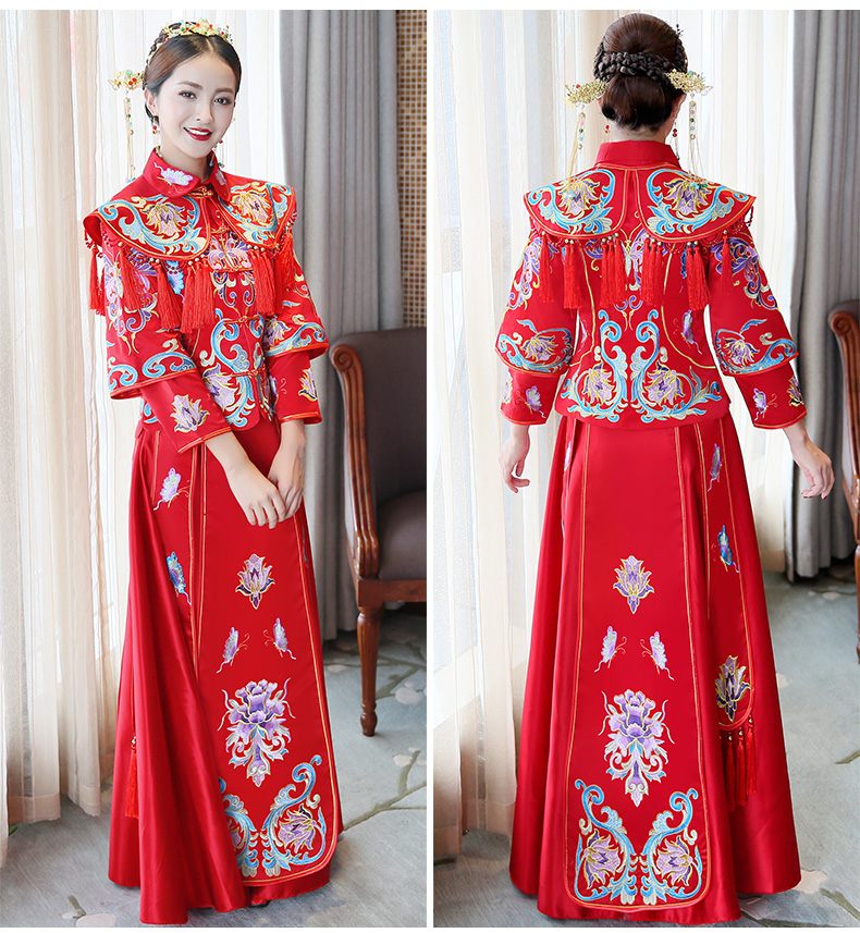 古典秀禾中式禮服，流蘇新娘結(jié)婚禮服