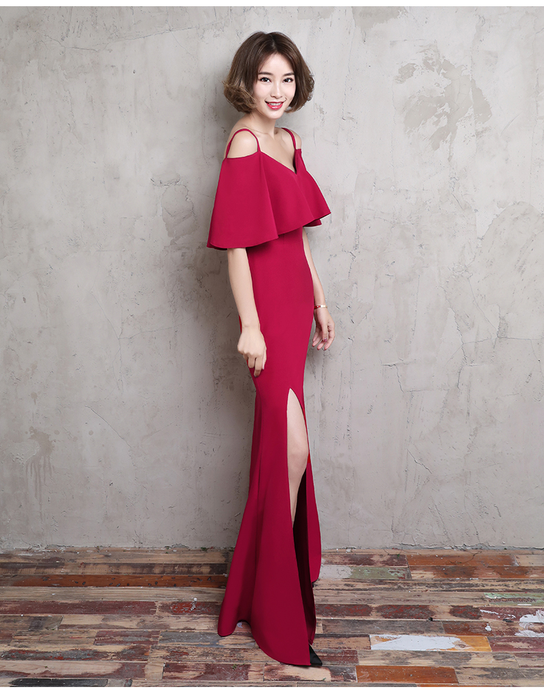 時尚大方吊帶中式禮服，優(yōu)雅中國風晚禮服