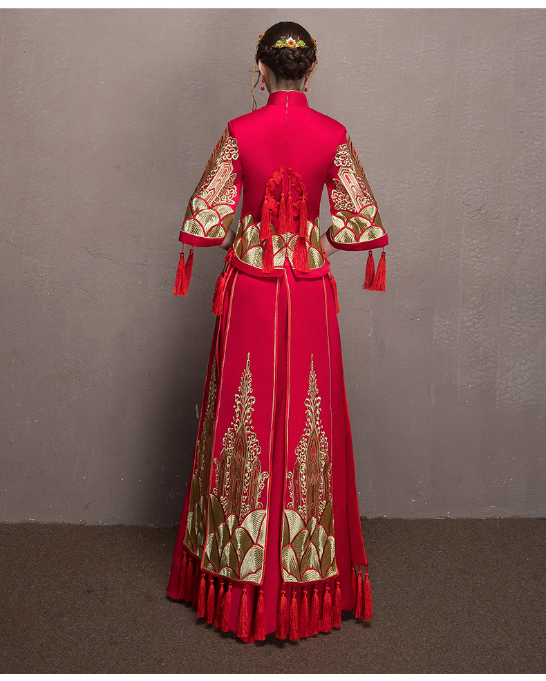 金絲刺繡中式禮服，唯美中國風(fēng)新娘禮服