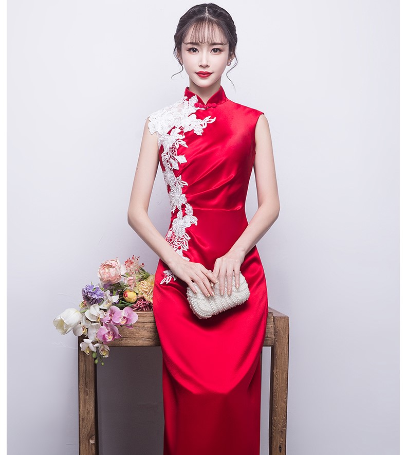 時(shí)尚典雅中式禮服，中國(guó)風(fēng)優(yōu)雅晚禮服