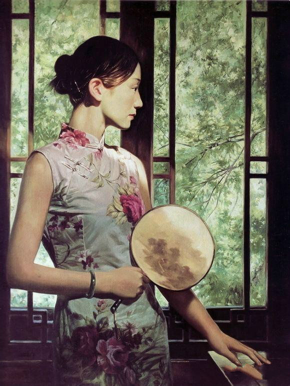 風(fēng)情萬(wàn)種的油畫(huà)旗袍女子！