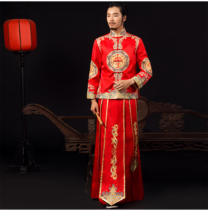 古典中式禮服，中國(guó)風(fēng)新郎結(jié)婚禮服