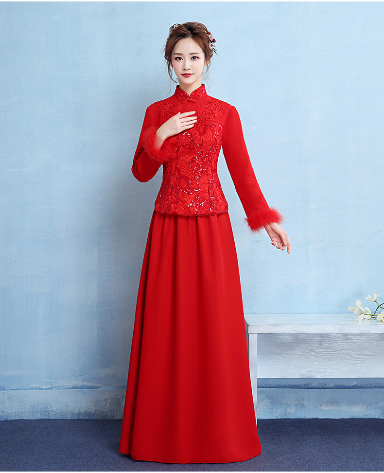 古典中式禮服，中國(guó)風(fēng)保暖晚禮服