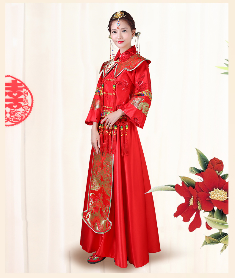 傳統(tǒng)古典刺繡中式禮服，中國(guó)風(fēng)唯美新娘禮服