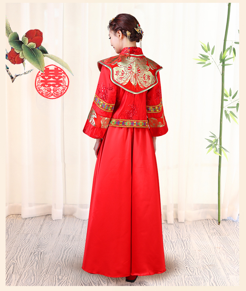 傳統(tǒng)古典刺繡中式禮服，中國(guó)風(fēng)唯美新娘禮服