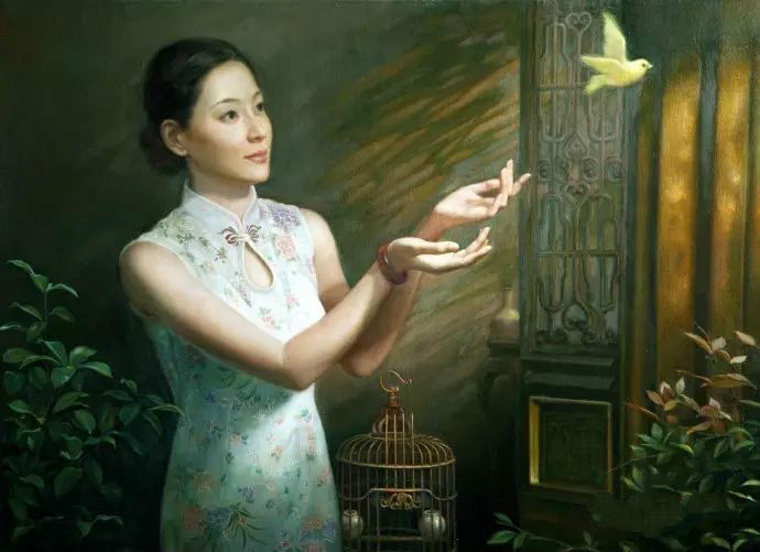 風(fēng)情萬(wàn)種的油畫旗袍女子！