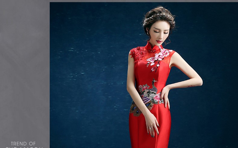 時尚復(fù)古禮服裙，迷人長款中式禮服