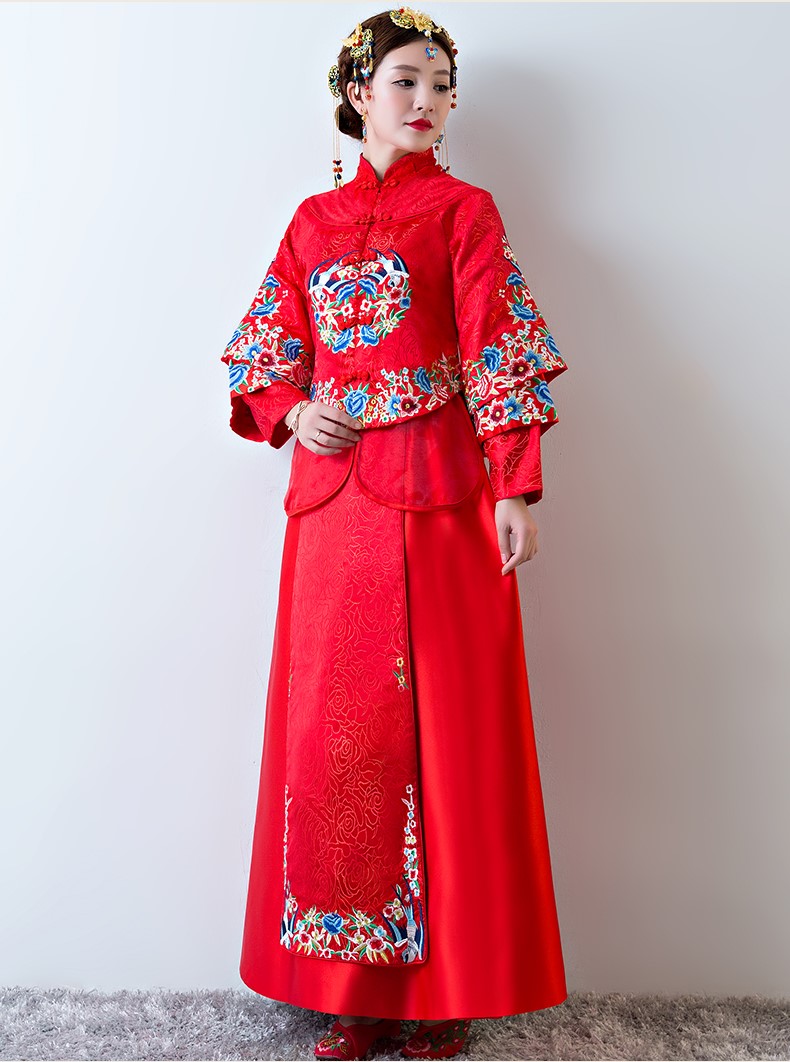 古色古香中式禮服，中國風(fēng)新娘結(jié)婚禮服