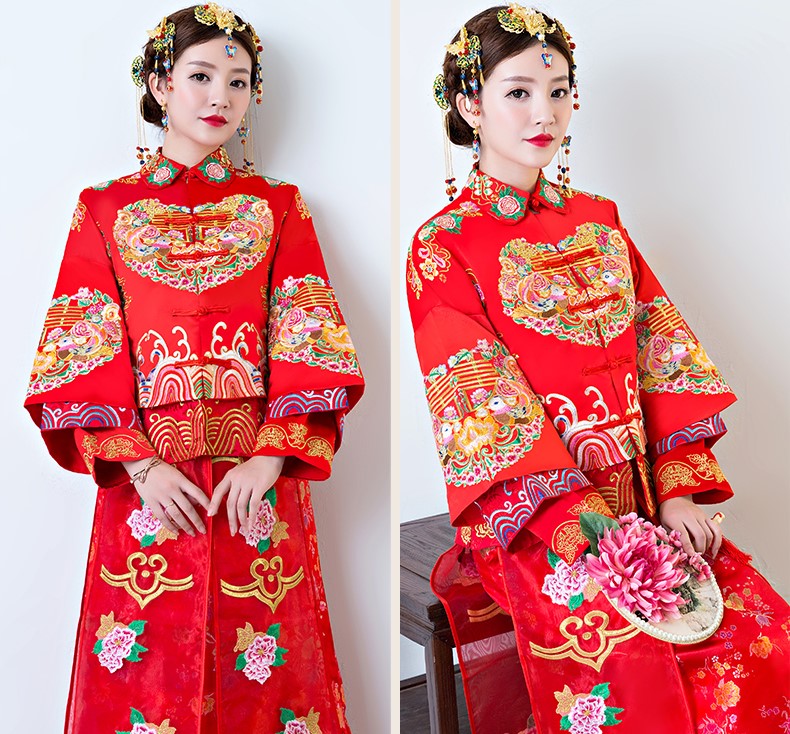 中國古典元素中式禮服，中國風(fēng)新娘結(jié)婚禮服