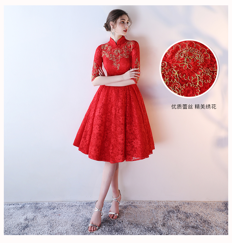 性感優(yōu)雅中式禮服，復(fù)古浪漫蕾絲晚禮服
