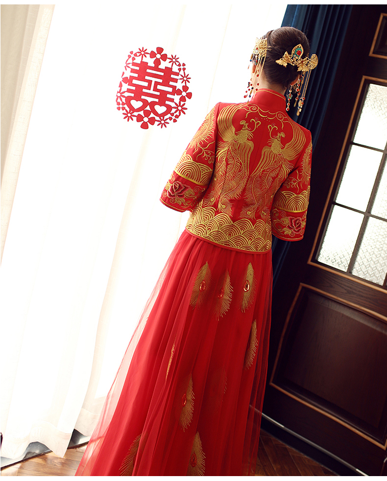 傳統(tǒng)古典中式禮服，復古新娘結婚禮服