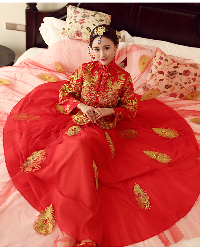 傳統(tǒng)古典中式禮服，復古新娘結婚禮服