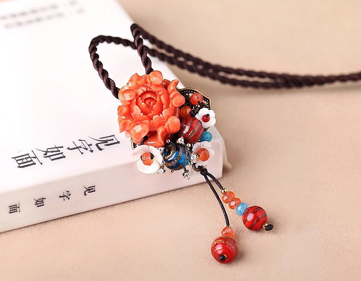 中國風(fēng)立體花朵吊墜胸花，復(fù)古胸針項鏈飾品
