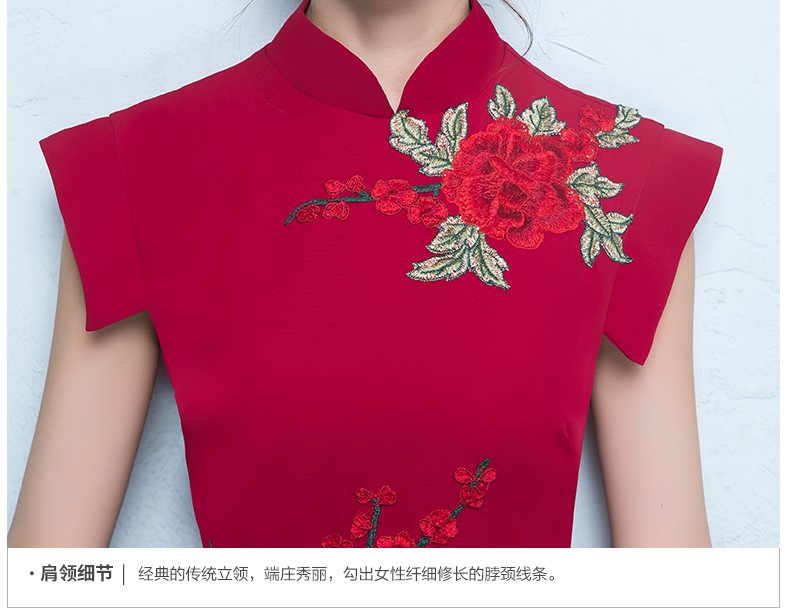 性感氣質(zhì)中式禮服，唯美魚尾開叉晚禮服