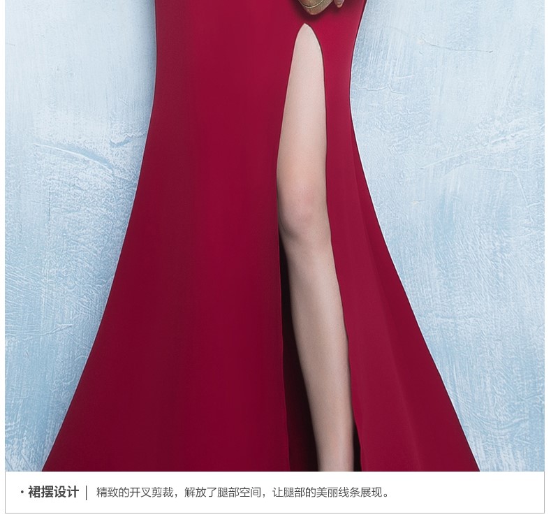 性感氣質(zhì)中式禮服，唯美魚尾開叉晚禮服
