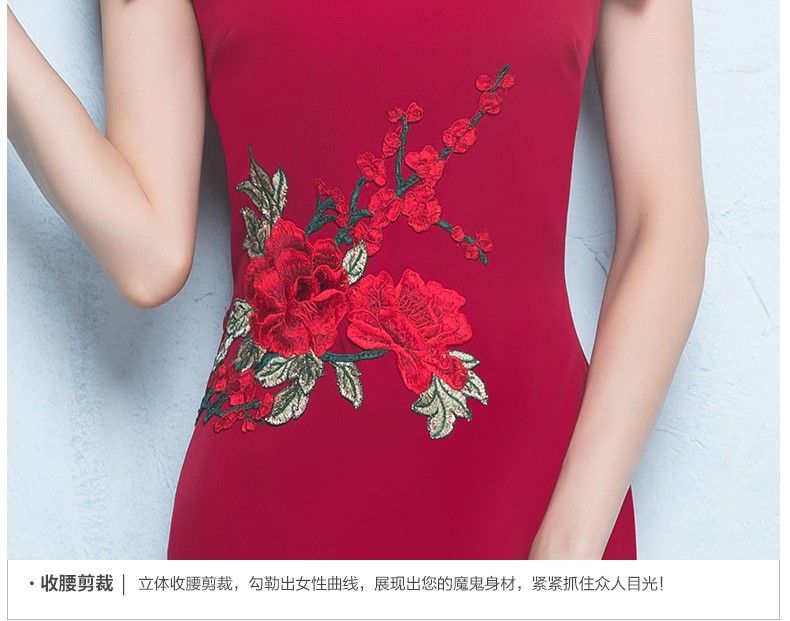 性感氣質(zhì)中式禮服，唯美魚尾開叉晚禮服