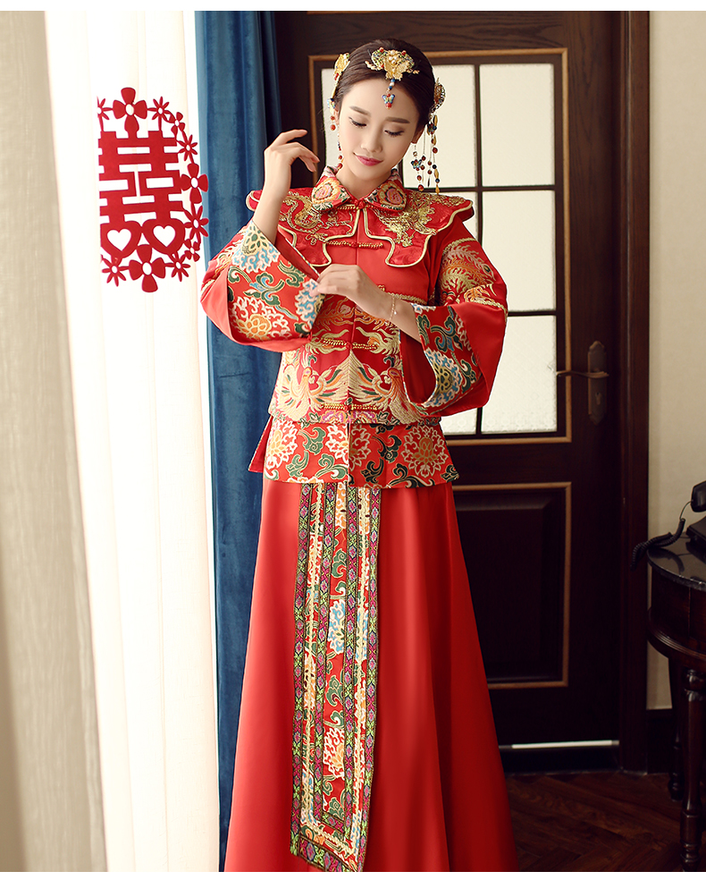 紅色中式禮服，傳統(tǒng)古典魅力新娘禮服