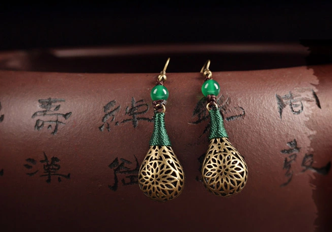 手工復古風鏤空耳墜，古典氣質中國風耳環(huán)