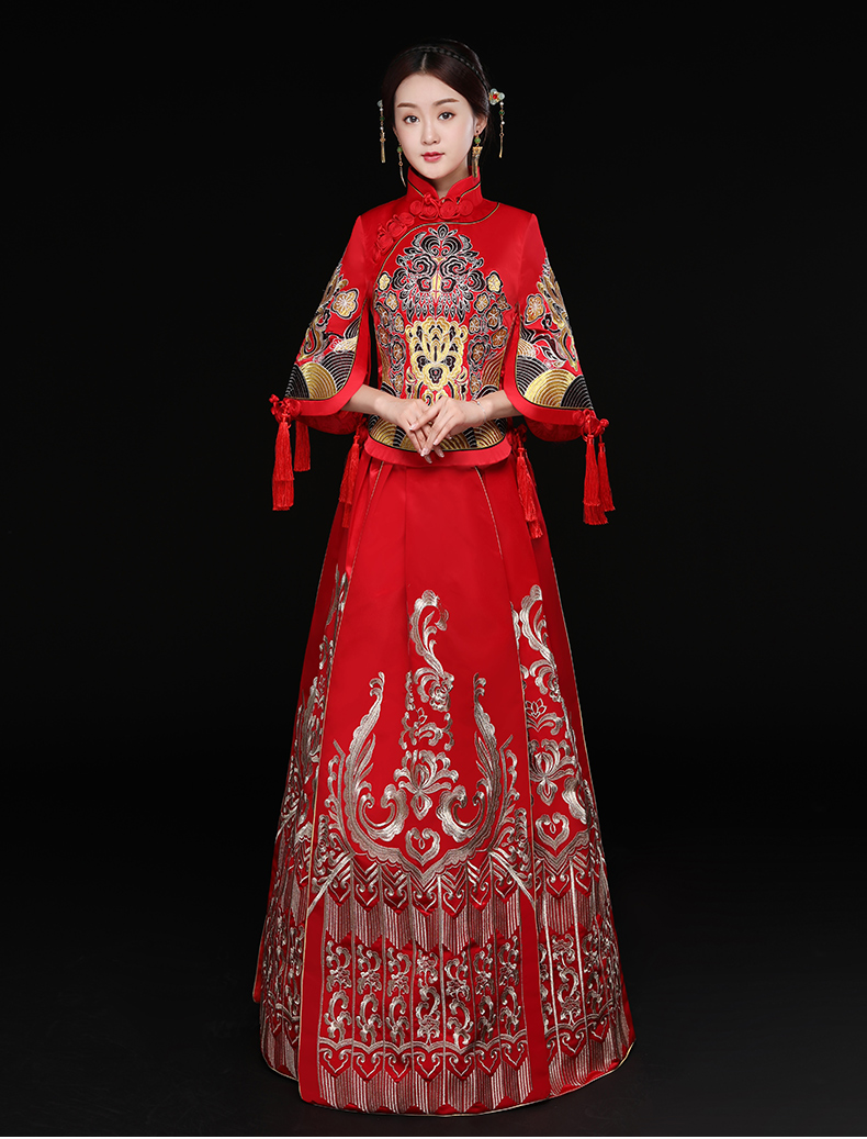 時(shí)尚中國(guó)風(fēng)新娘禮服，結(jié)婚禮服中式禮服