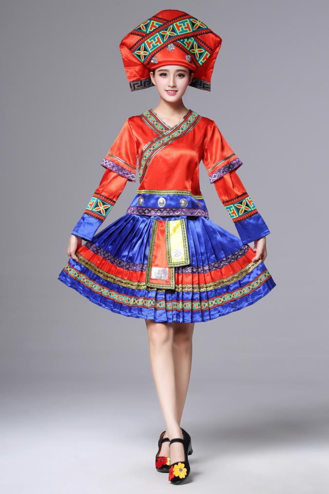 廣西壯族服裝土家族苗族，百褶裙少數(shù)民族服裝