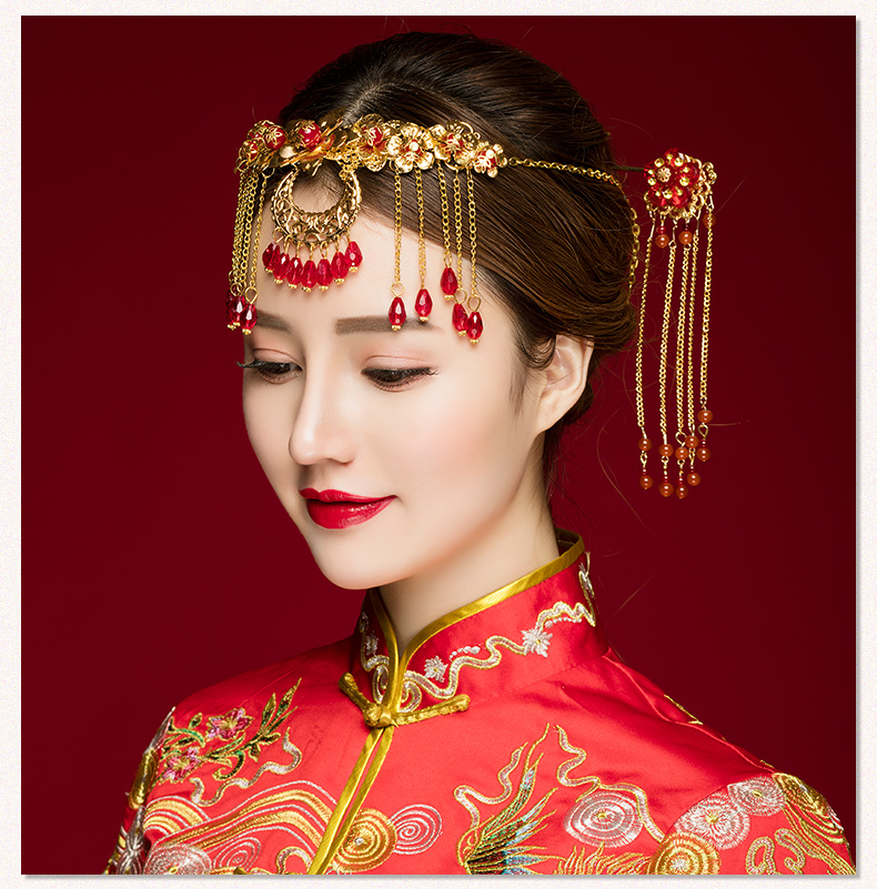 中式古典步搖額飾，優(yōu)雅高貴眉心墜