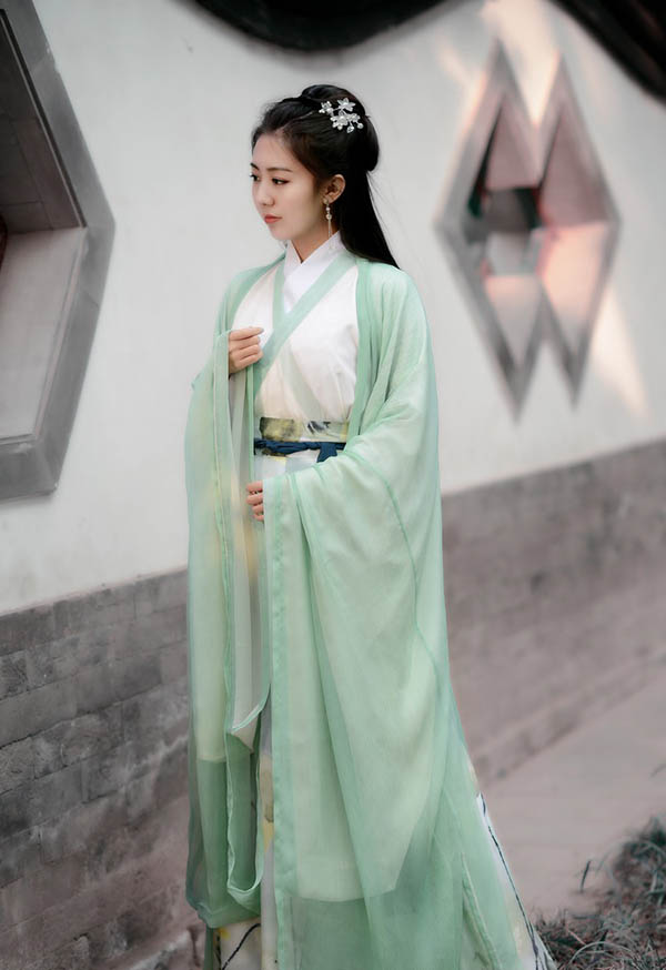 漢服襦裙大袖衫四淺交領(lǐng)魏晉風漢服襦裙
