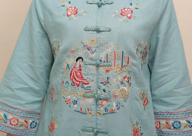 中國風(fēng)棉麻刺繡女士唐裝