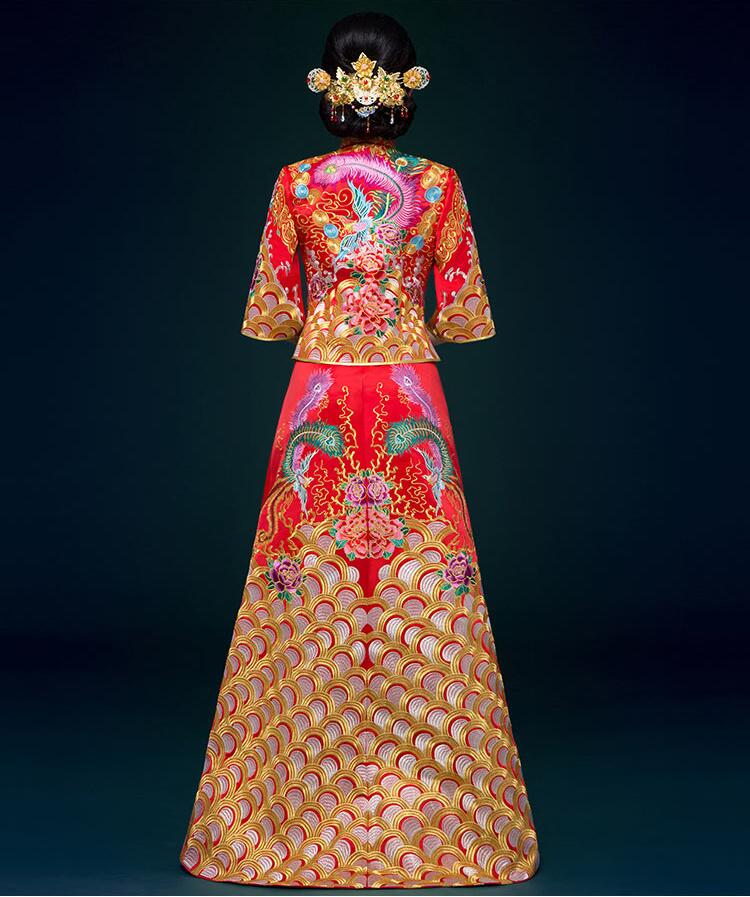 中國風(fēng)刺繡錦緞復(fù)古嫁衣中式禮服