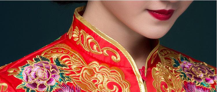 中國風(fēng)刺繡錦緞復(fù)古嫁衣中式禮服