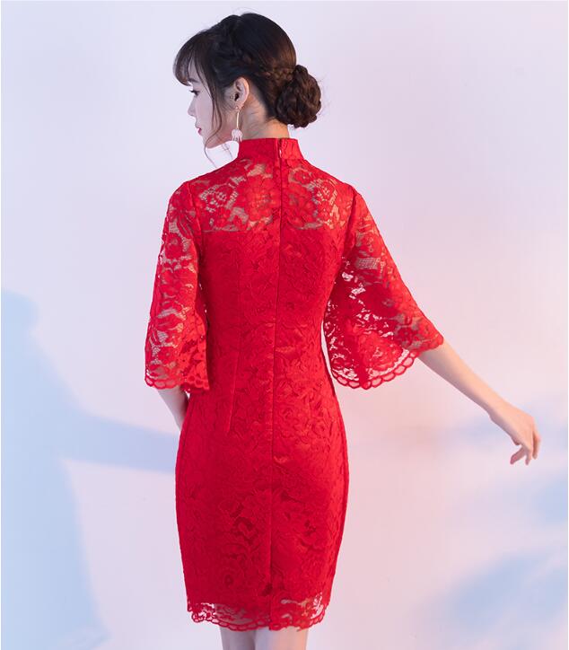 復古立領(lǐng)中袖中式禮服