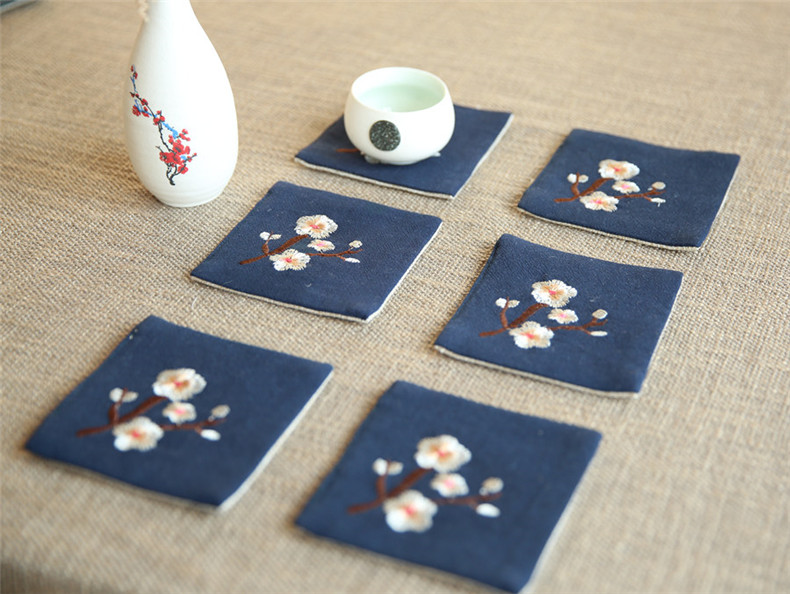 中國風刺繡花桌旗梅花茶席布藝禪意