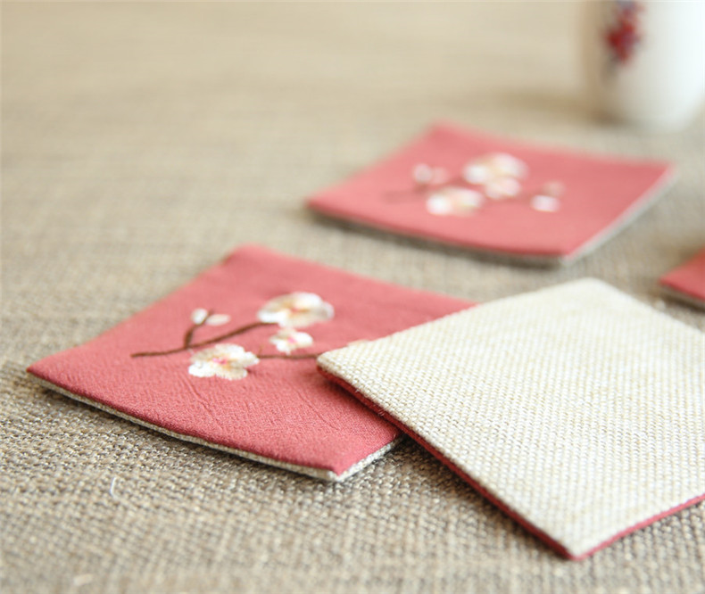中國風刺繡花桌旗梅花茶席布藝禪意