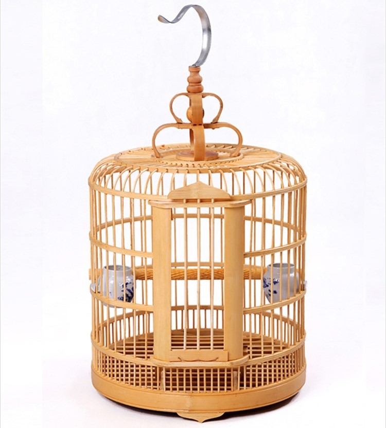 原木色畫眉鳥籠，竹制鳥籠子