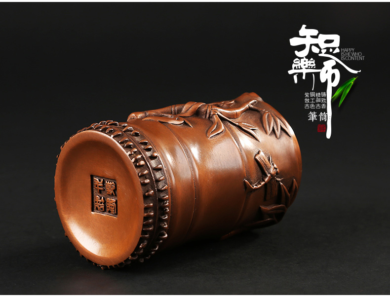 仿古知了蟬筆筒，文房四寶擺件